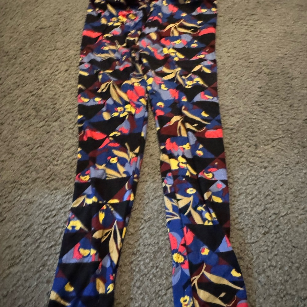 LuLaRoe Women's Patterned Leggings - Blue, Red, Yellow